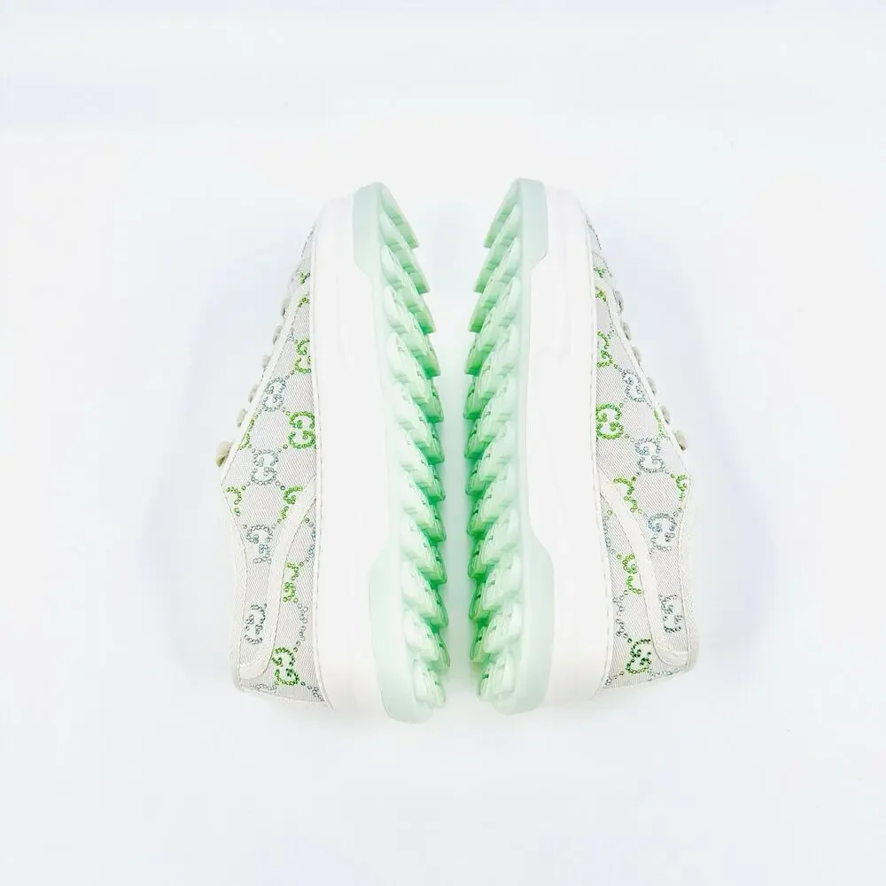 NIB Gucci Tennis 1977 EU 38 US 8 GG Crystal Platform Sneakers Cream White $1,350 - Picture 7 of 12